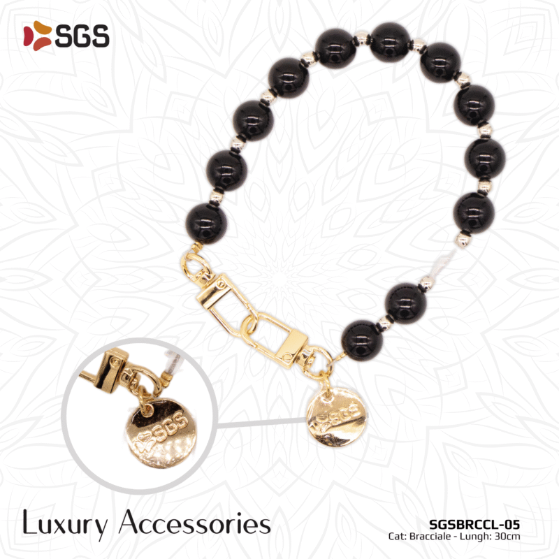 SGS SGS BRACCIALE 30CM PIETRE ROTONDE NERO PER SMARTPHONE