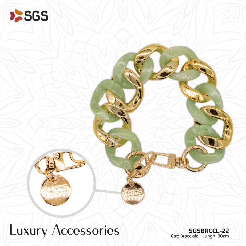 SGS SGS BRACCIALE 30CM CATENA VERDE E ORO PER SMARTPHONE