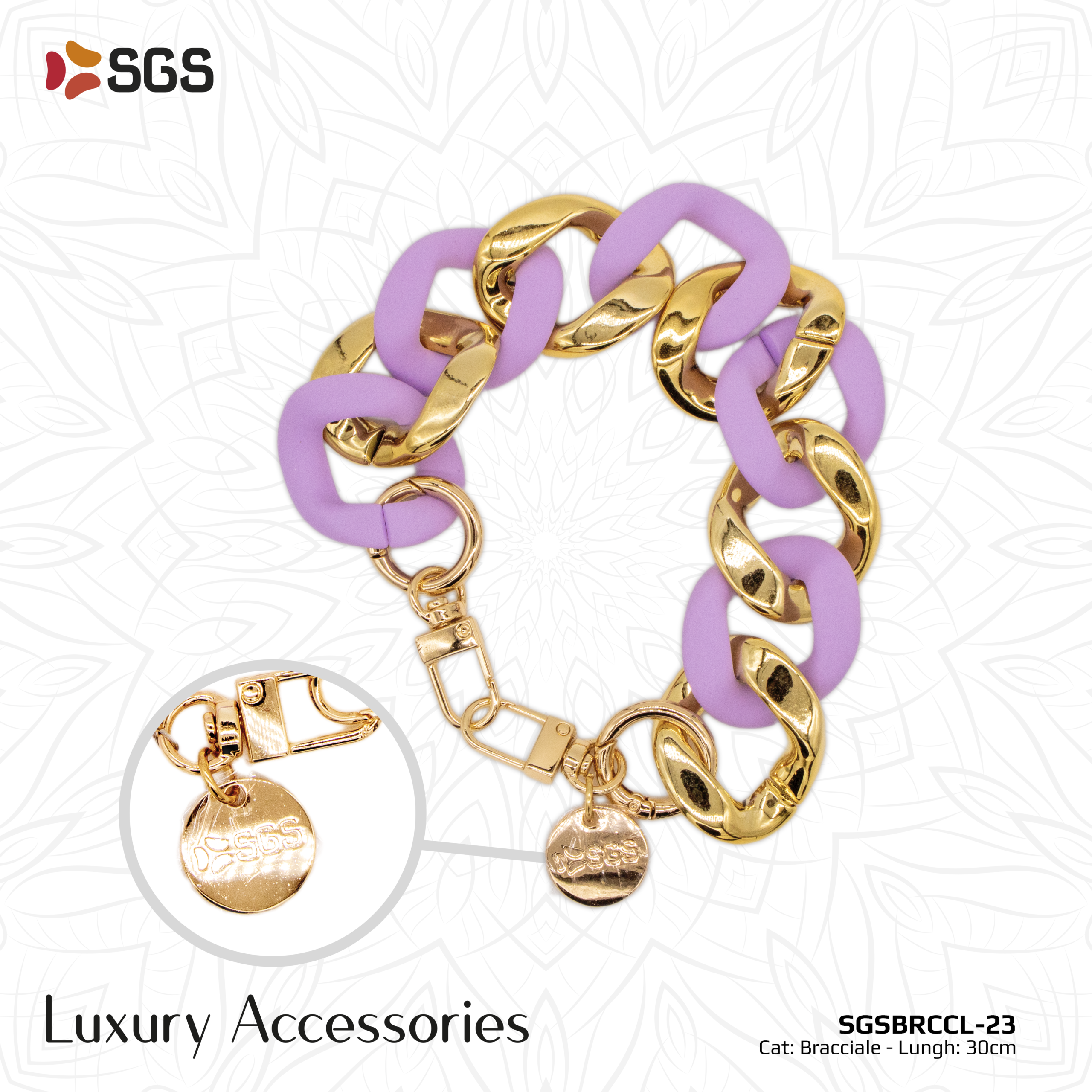SGS BRACCIALE 30 CM CATENA LILLA E ORO
